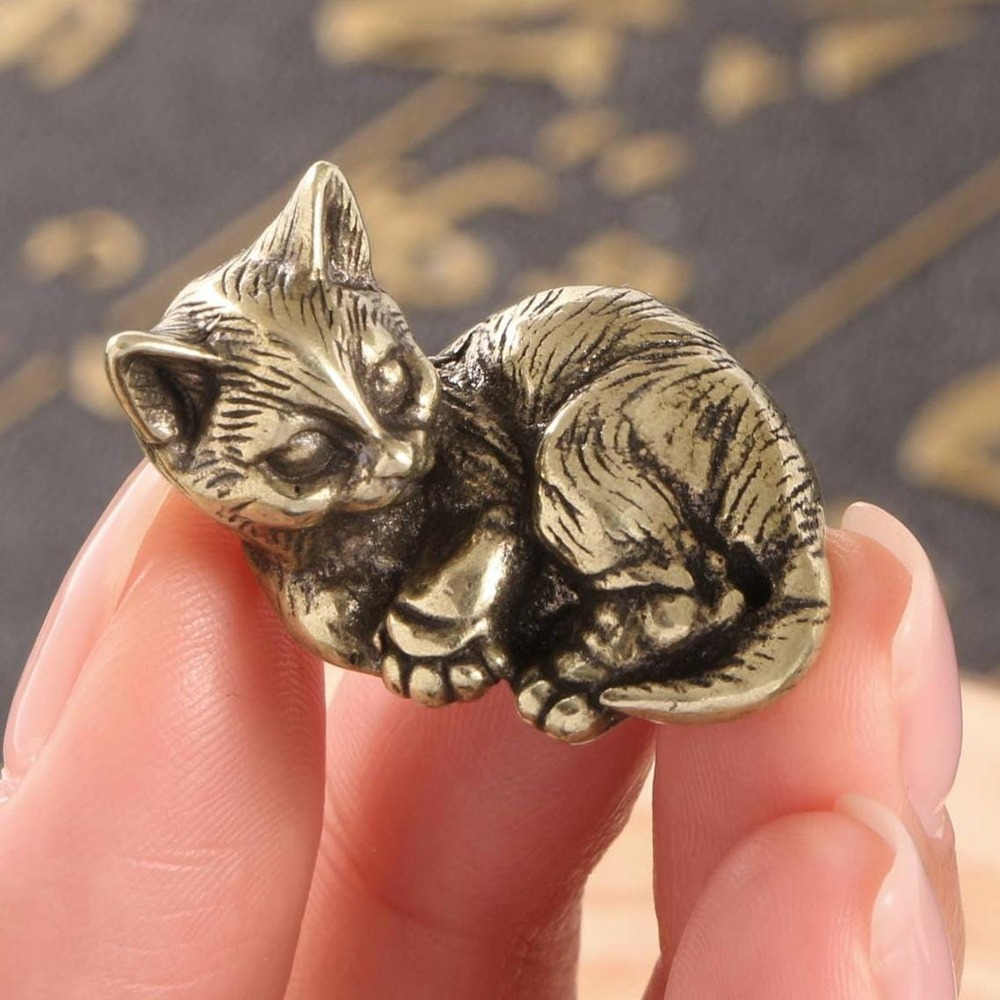 Miniature Brass Kitten Cat Spirit Animal‎ Comfort Intuition Protection Talisman